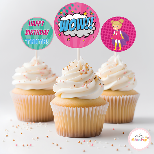 Super Girl Cupcake Toppers (Set Of 12)