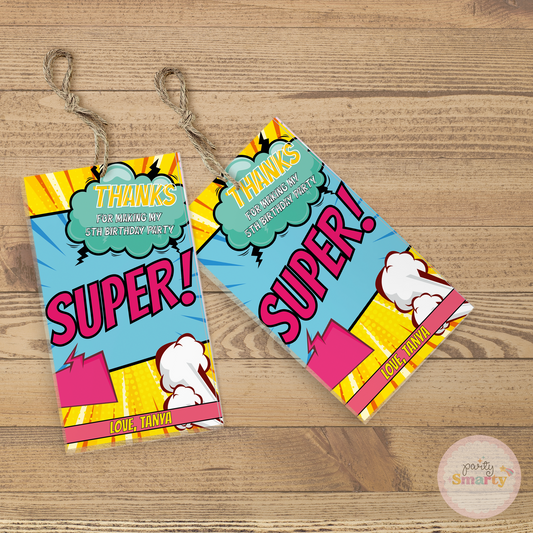 Super Girl Thank You Tags - Set of 22