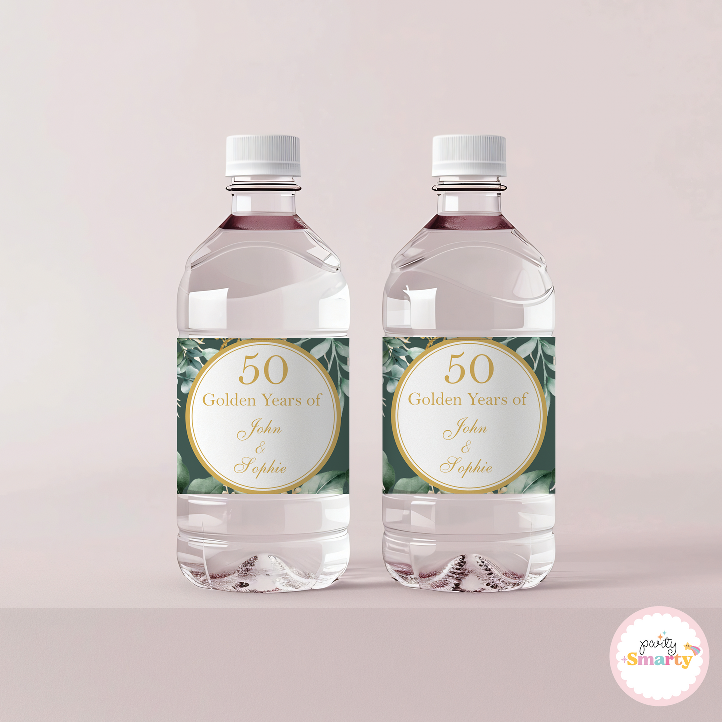 Teal Anniversary Bottle Labels - Set of 10