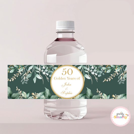 Teal Anniversary Bottle Labels - Set of 10