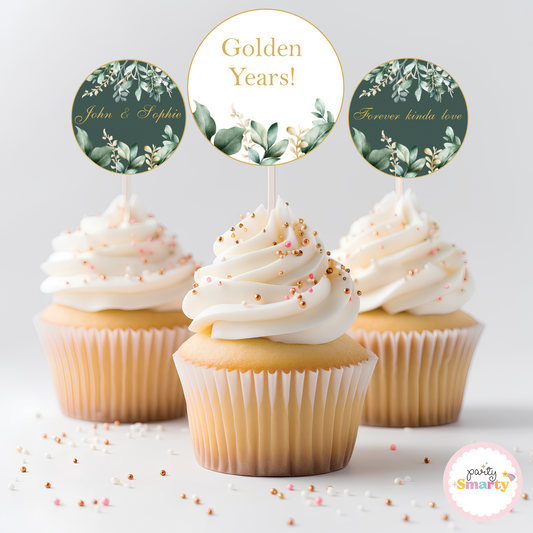 Teal Anniversary Cupcake Toppers (Set Of 12)