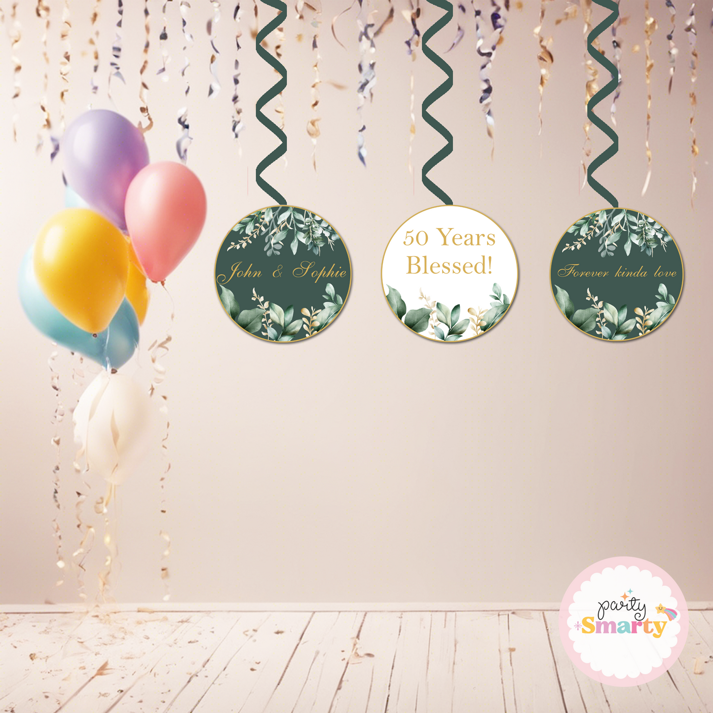 Teal Anniversary Danglers - Set of 6