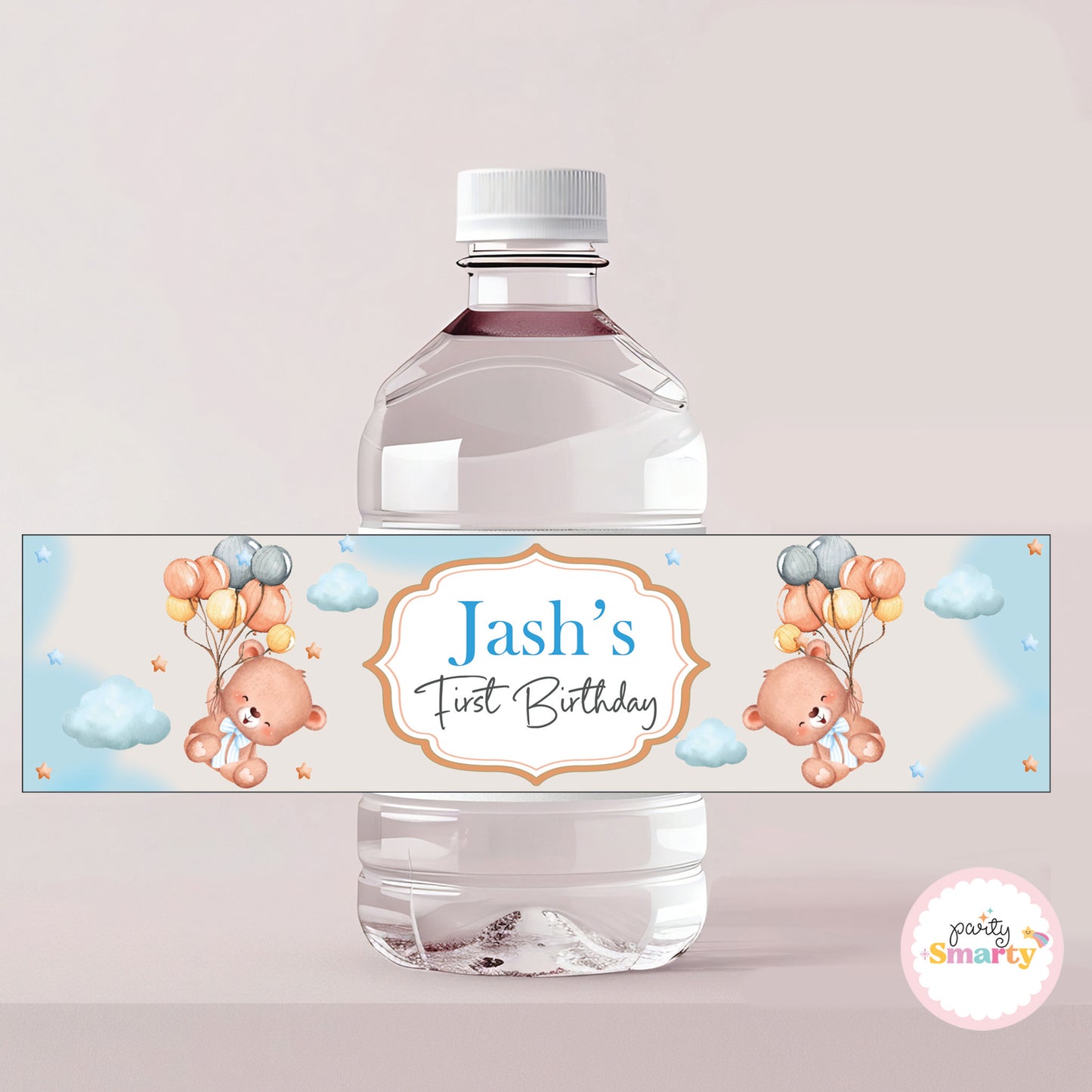 Teddy Bear Blue Bottle Labels - Set of 10