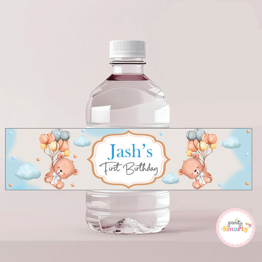 Teddy Bear Blue Bottle Labels - Set of 10
