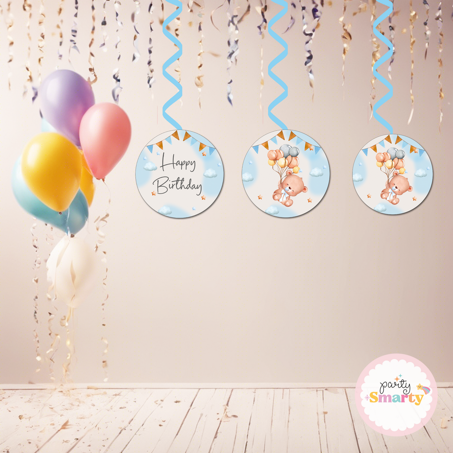 Teddy Bear Blue Danglers - Set of 6