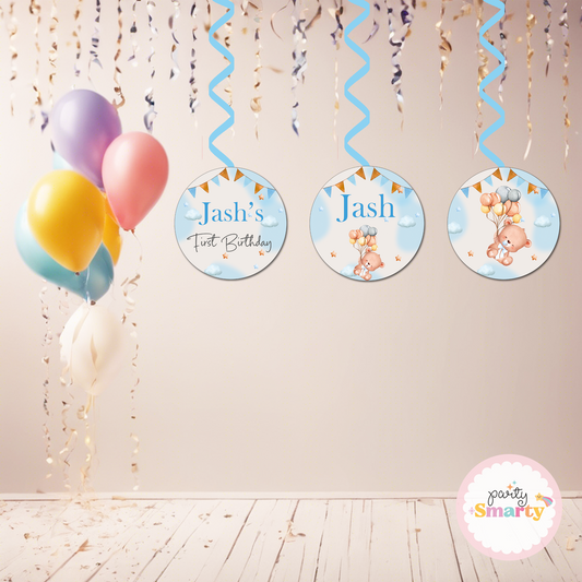 Teddy Bear Blue Danglers - Set of 6