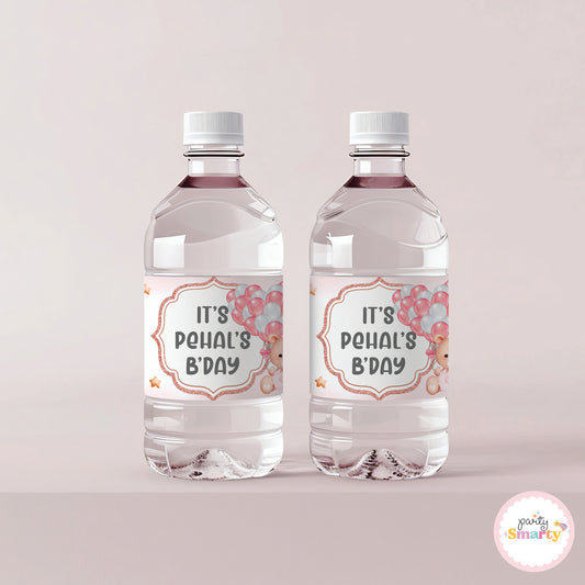 Teddy Bear Pink Bottle Labels - Set of 10
