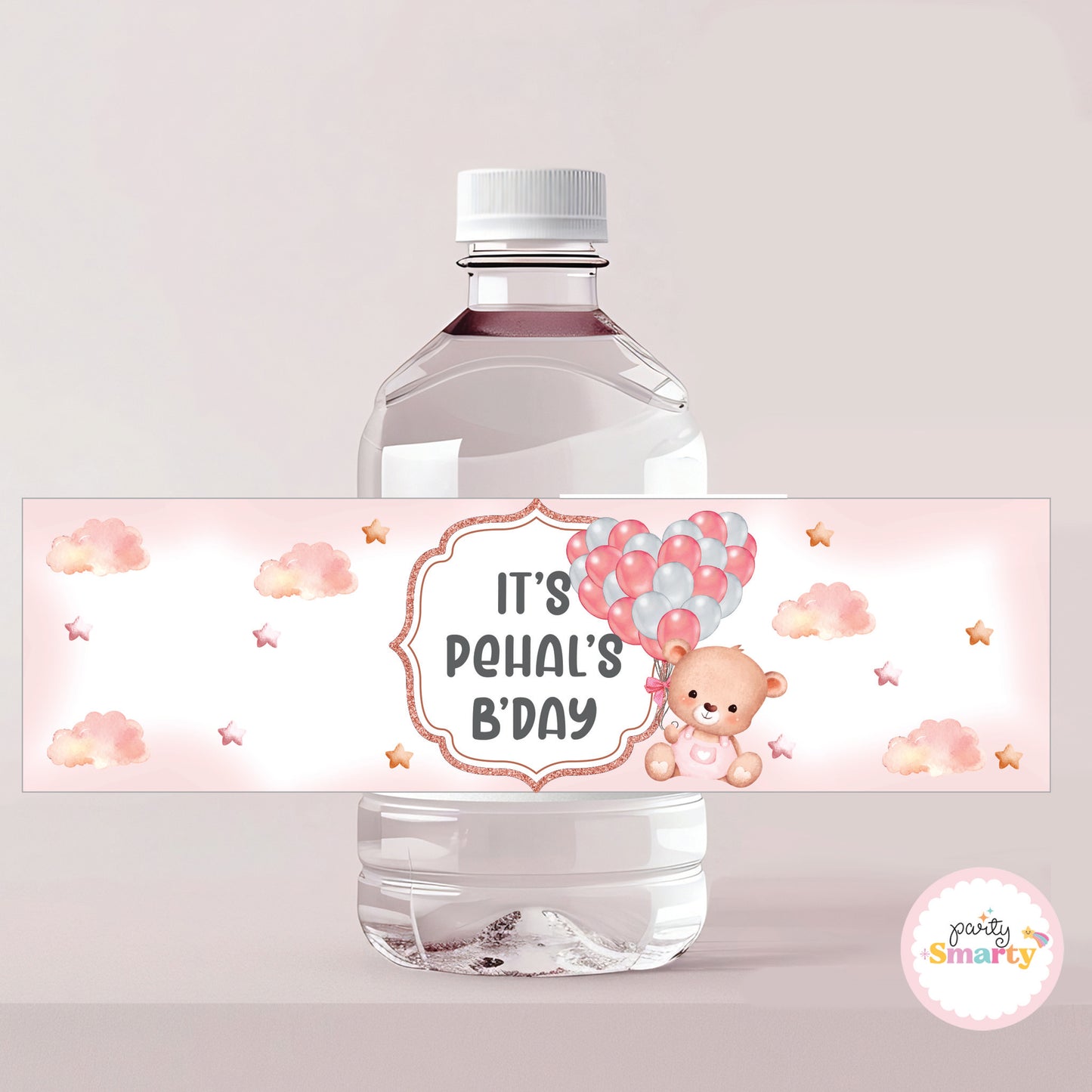 Teddy Bear Pink Bottle Labels - Set of 10