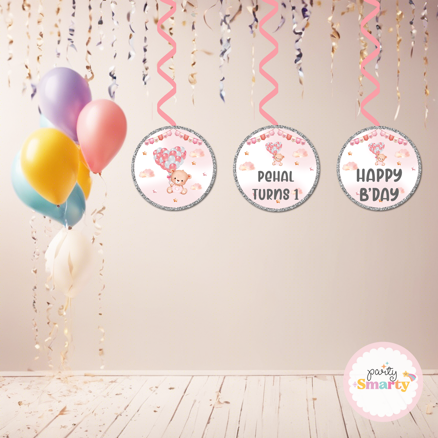 Teddy Bear Pink Danglers - Set of 6