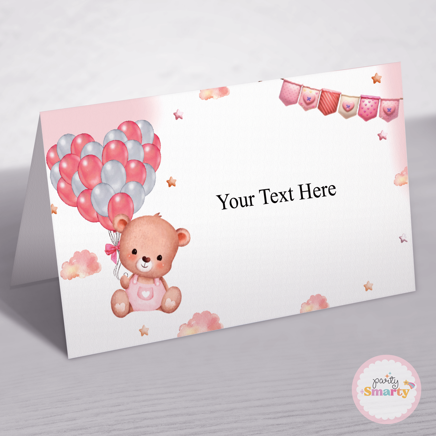 Teddy Bear Pink Food Tags - Set of 12