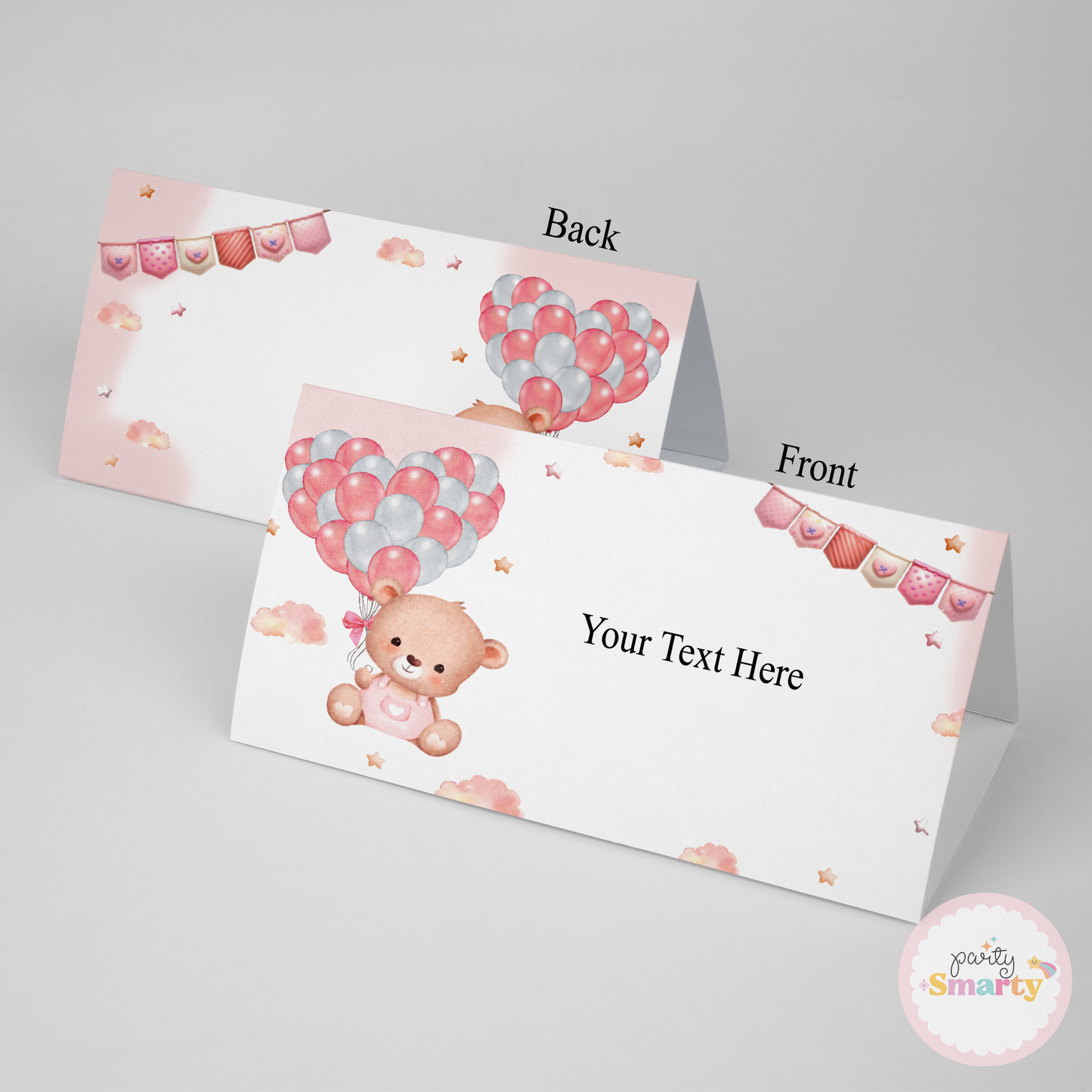 Teddy Bear Pink Food Tags - Set of 12