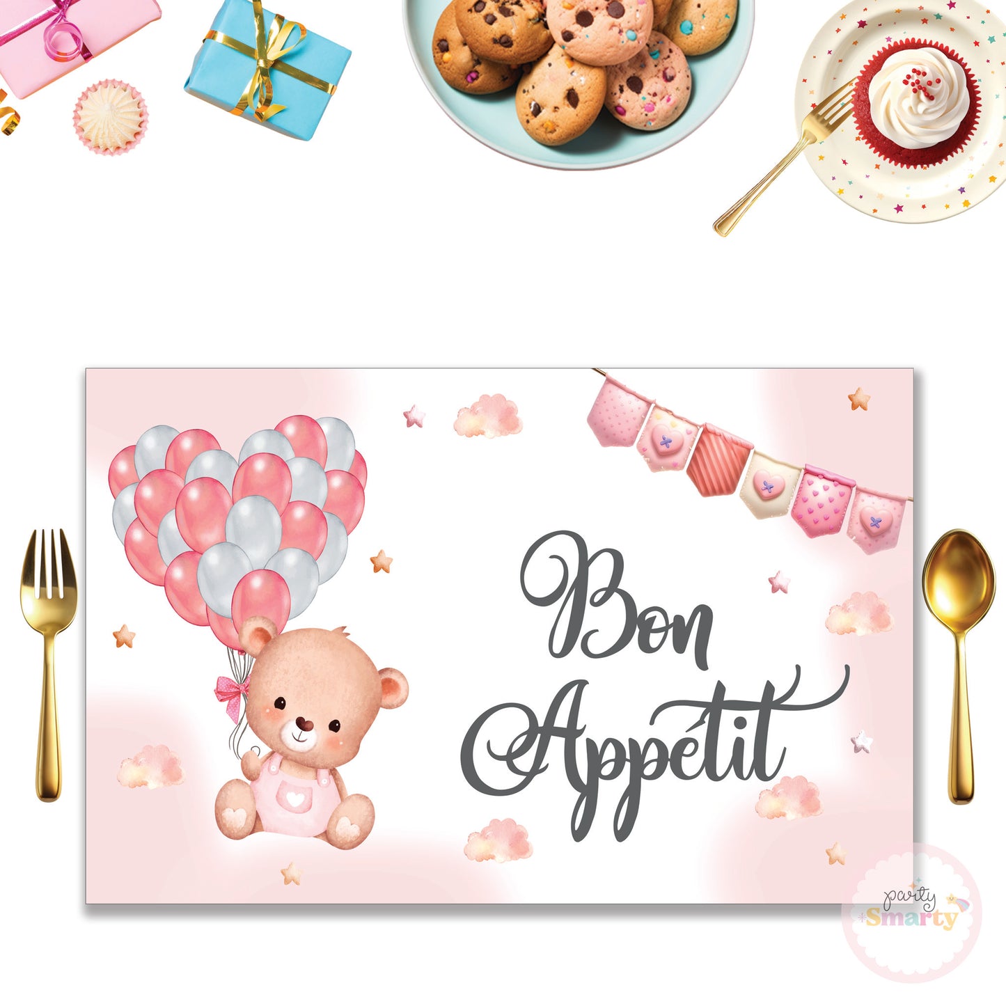Teddy Bear Pink Table Mats - Set of 6