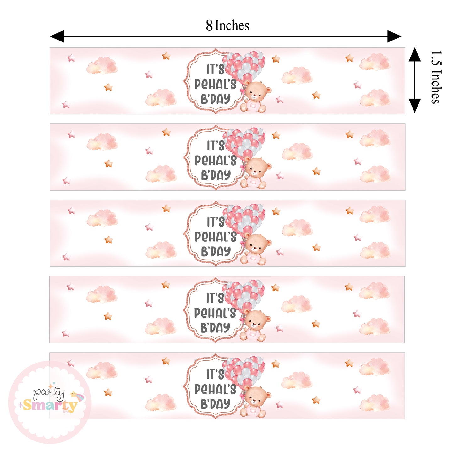 Teddy Bear Pink Wrist Bands - Set of 10