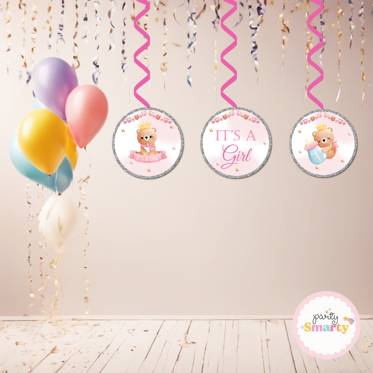Teddy Girl - Baby Welcome Danglers - Set of 6