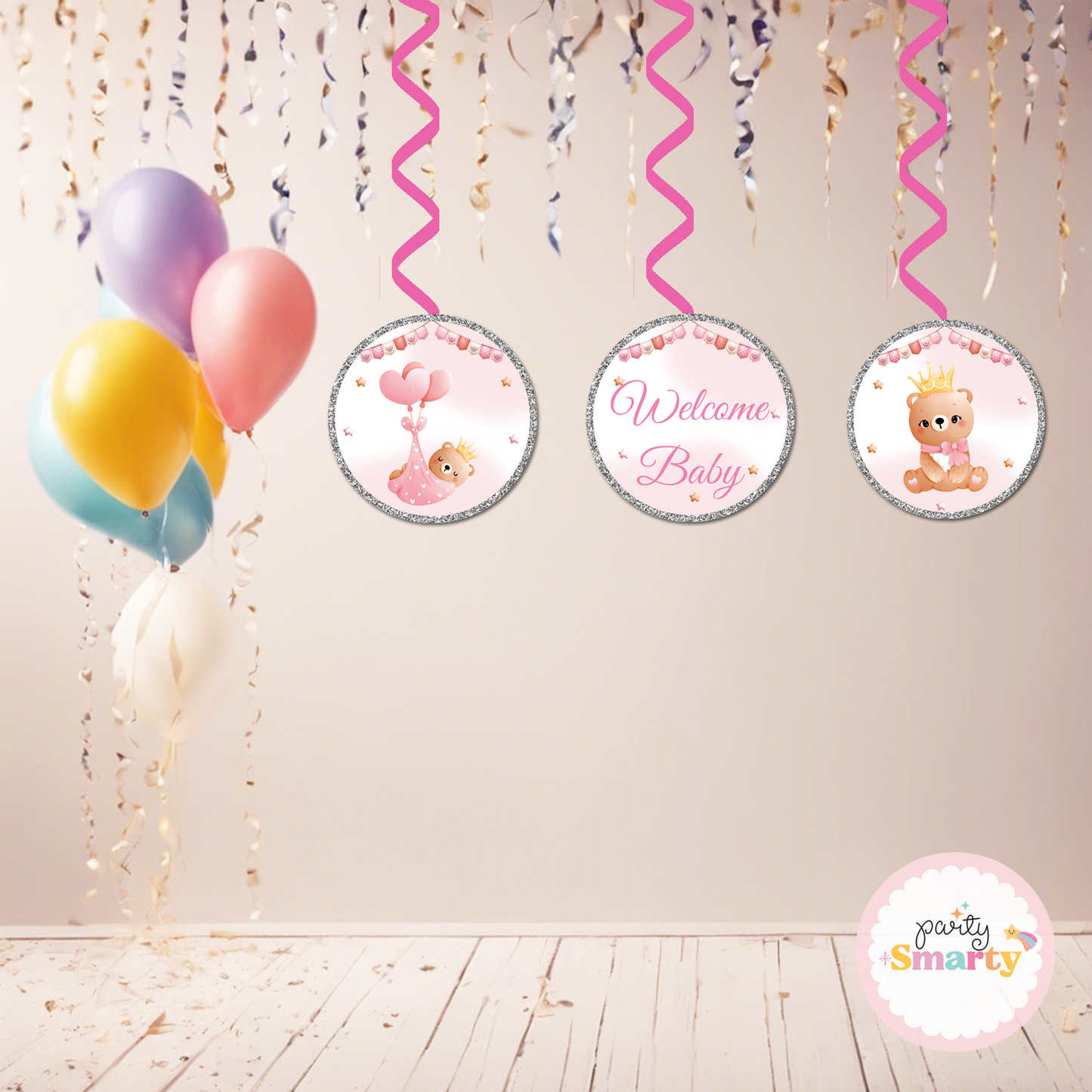 Teddy Girl - Baby Welcome Danglers - Set of 6