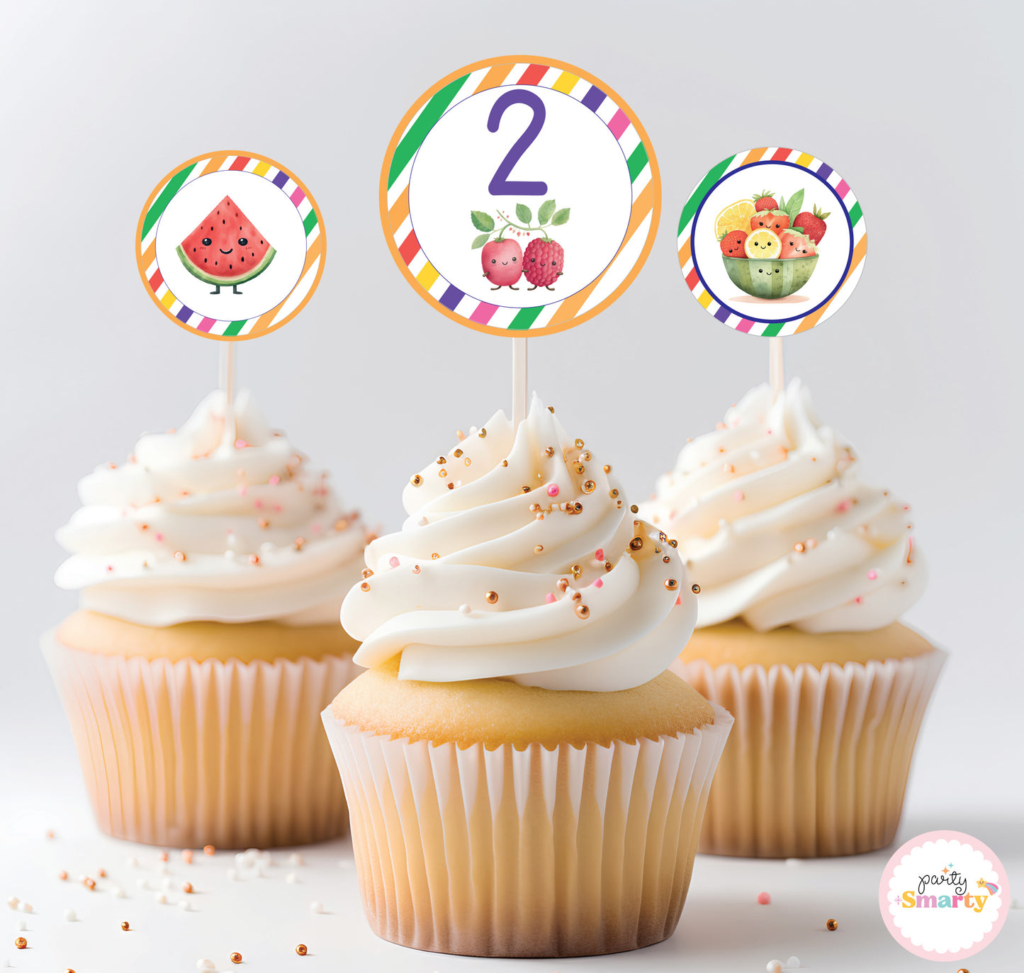 Tooty Fruity Cupcake Toppers (Set Of 12)