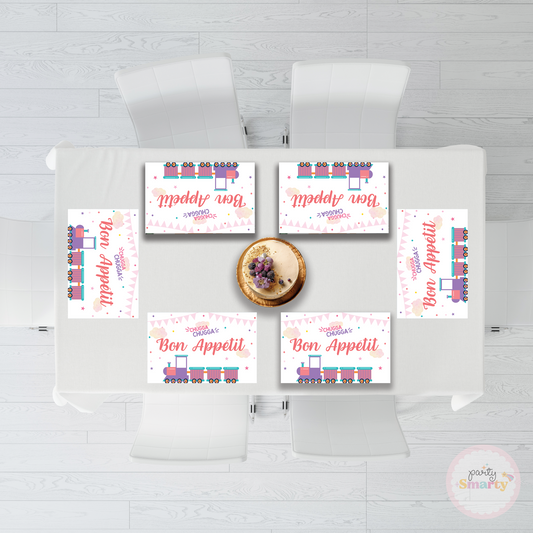 Choo Choo Train Girl Table Mats - Set of 6