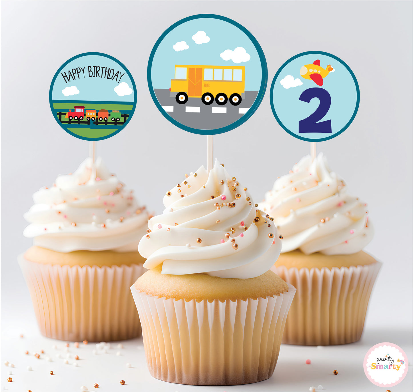 Transport Cupcake Toppers (Set Of 12)