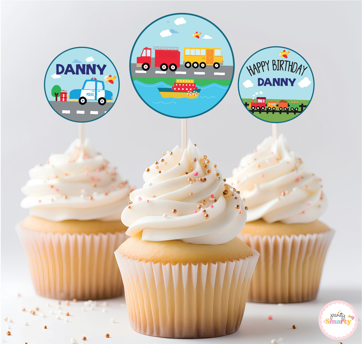 Transport Cupcake Toppers (Set Of 12)