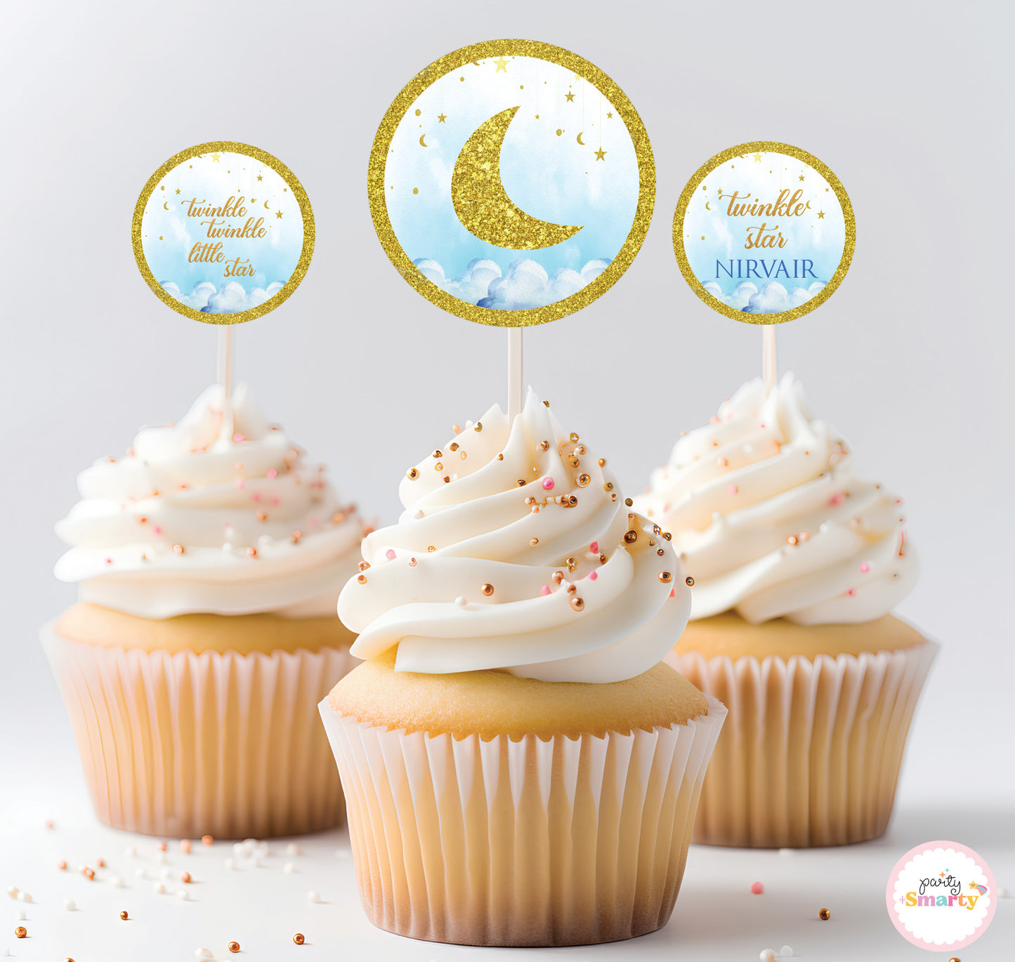 Twinkle Star Blue Cupcake Toppers (Set Of 12)