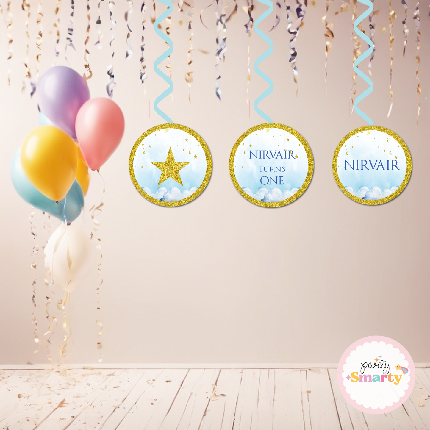 Twinkle Star Blue Danglers - Set of 6