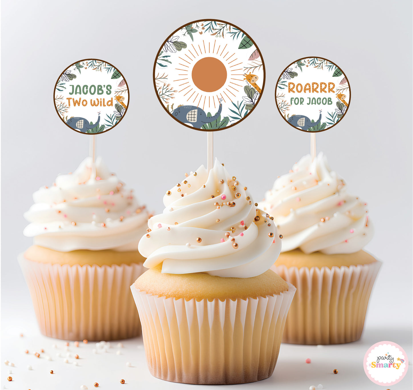 Two Wild Cupcake Toppers (Set Of 12)