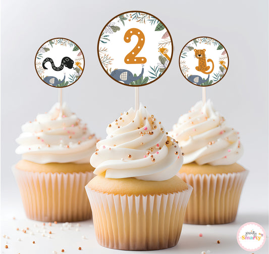Two Wild Cupcake Toppers (Set Of 12)