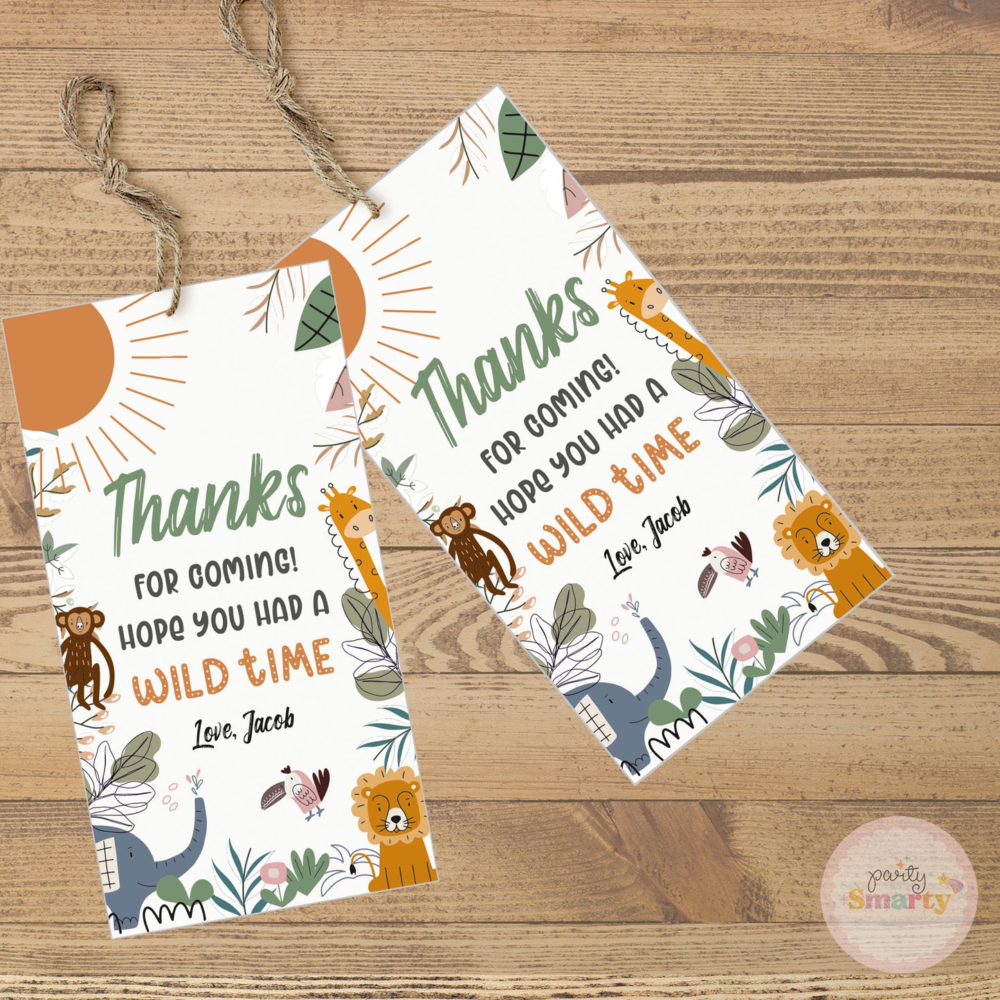 Two Wild Thank You Tags - Set of 22