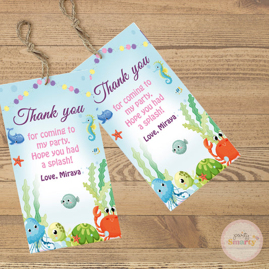 Under the sea Thank You Tags - Set of 22