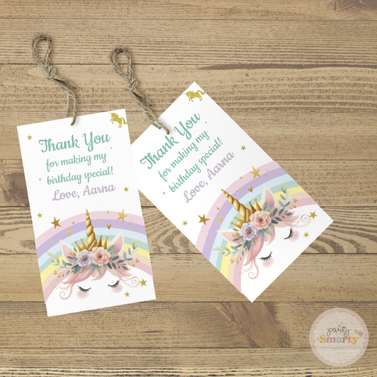 Unicorn Thank You Tags - Set of 22