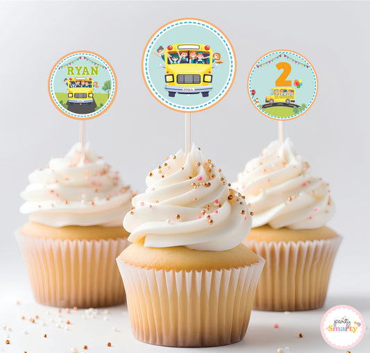 Wheels on the bus Cupcake Toppers (Set Of 12)
