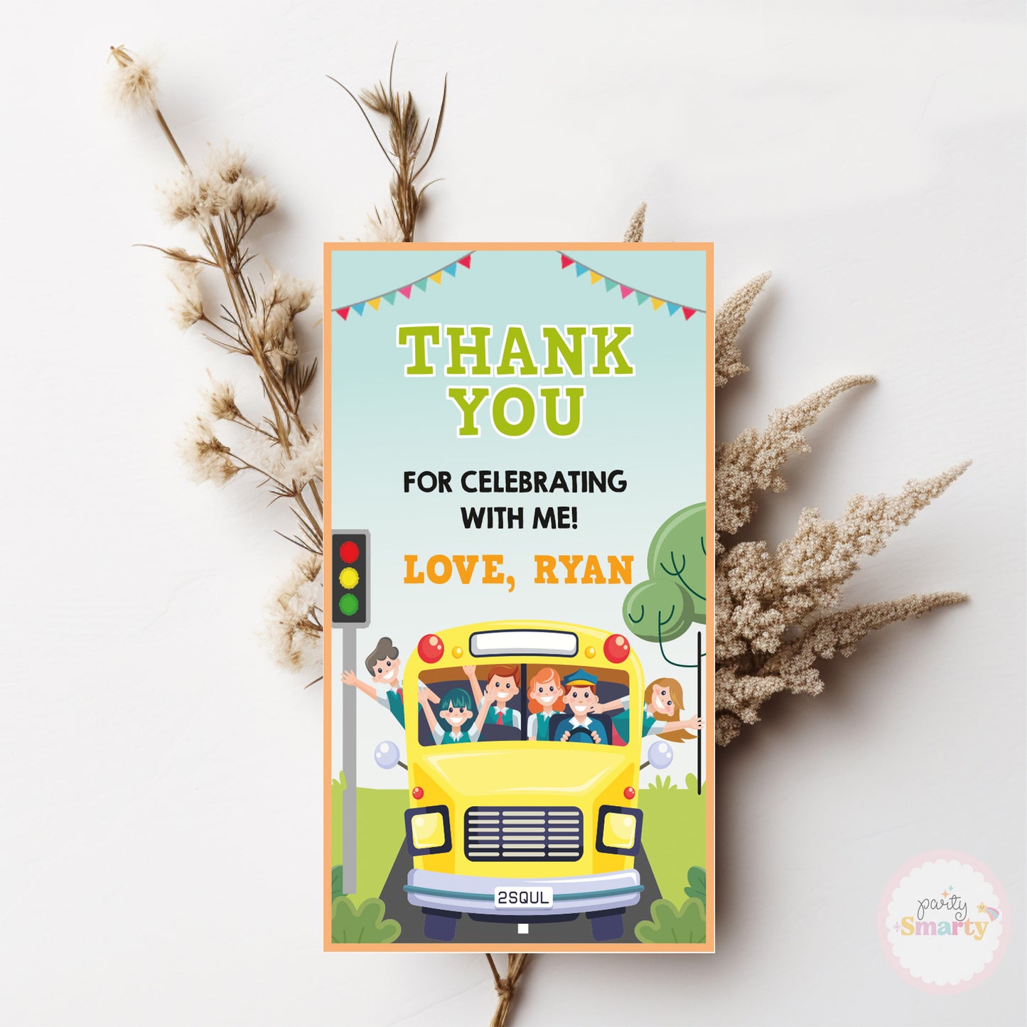 Wheels on the bus Thank You Tags - Set of 22