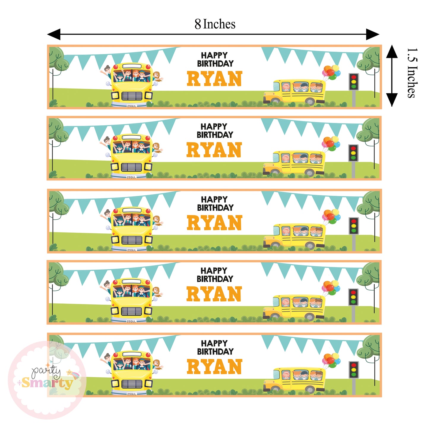 Wheels on the bus Wrist Bands - Set of 10