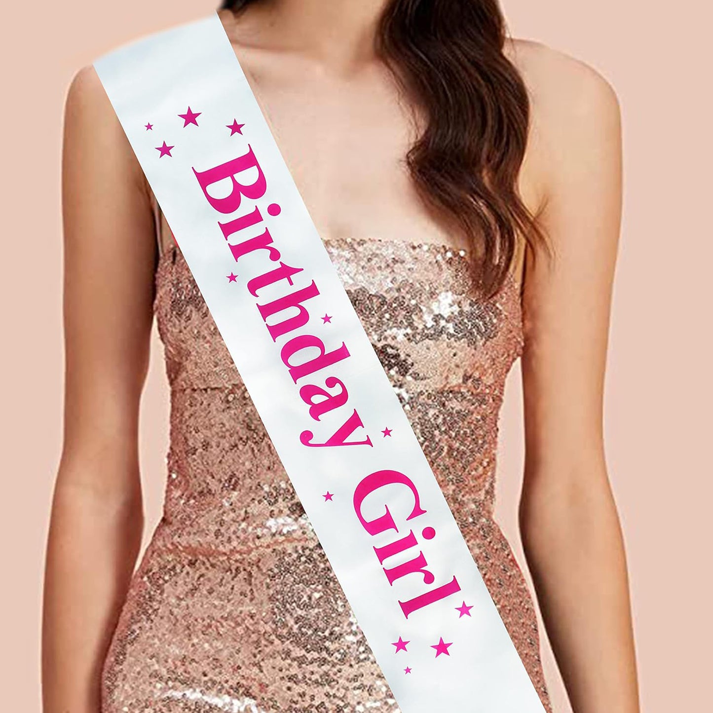 Birthday Girl Sash - White with Dark Pink Text (Pack of 1)