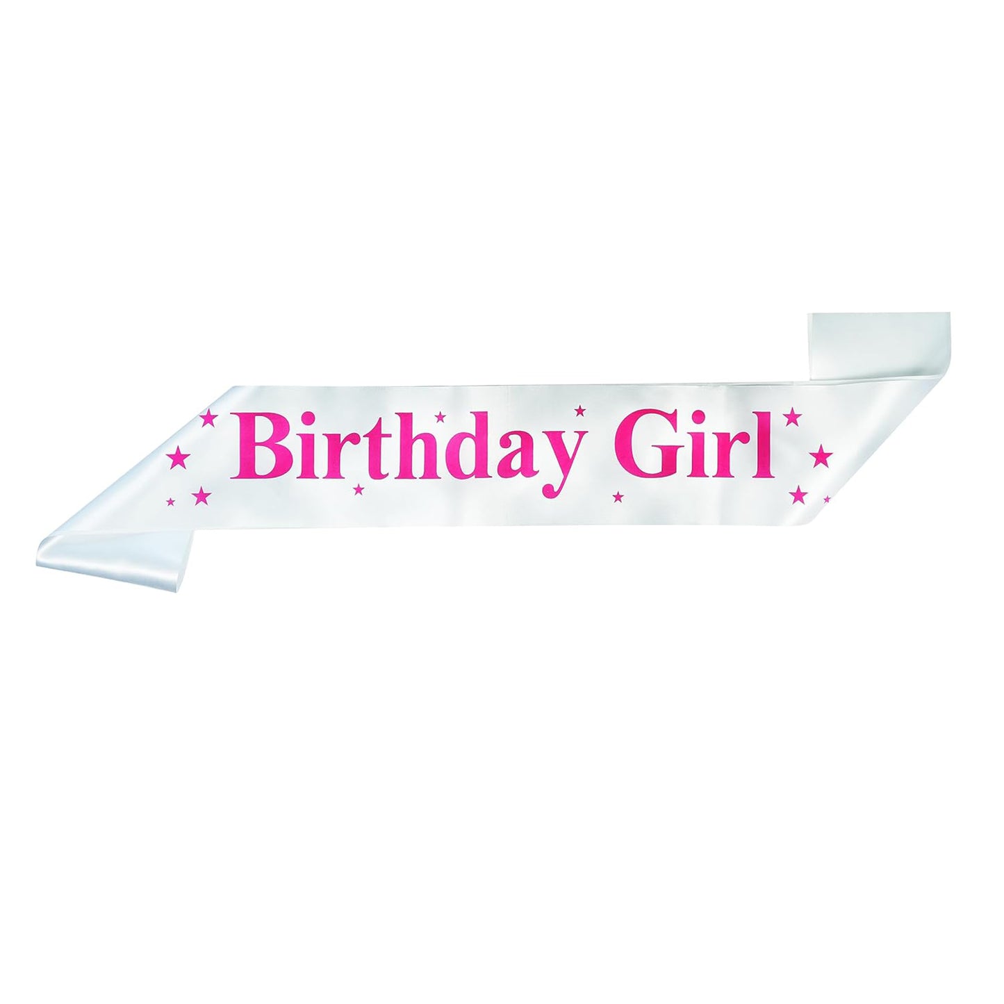 Birthday Girl Sash - White with Dark Pink Text (Pack of 1)