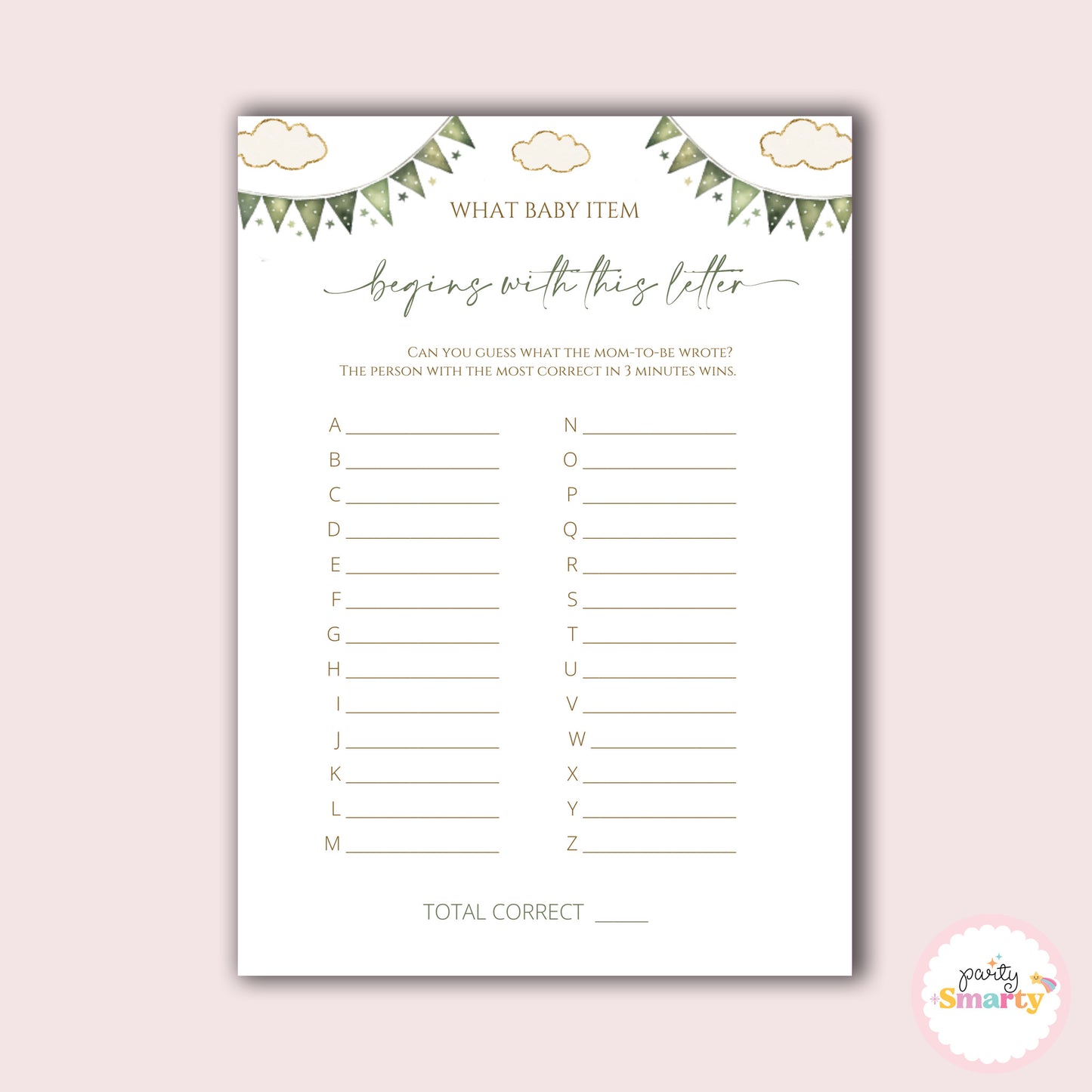 Green Teddy - Guess the baby item game - Set of 10