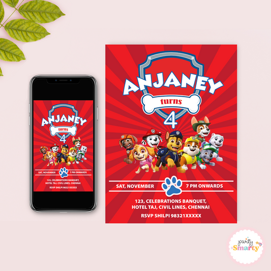 Red Paw Patrol Invite