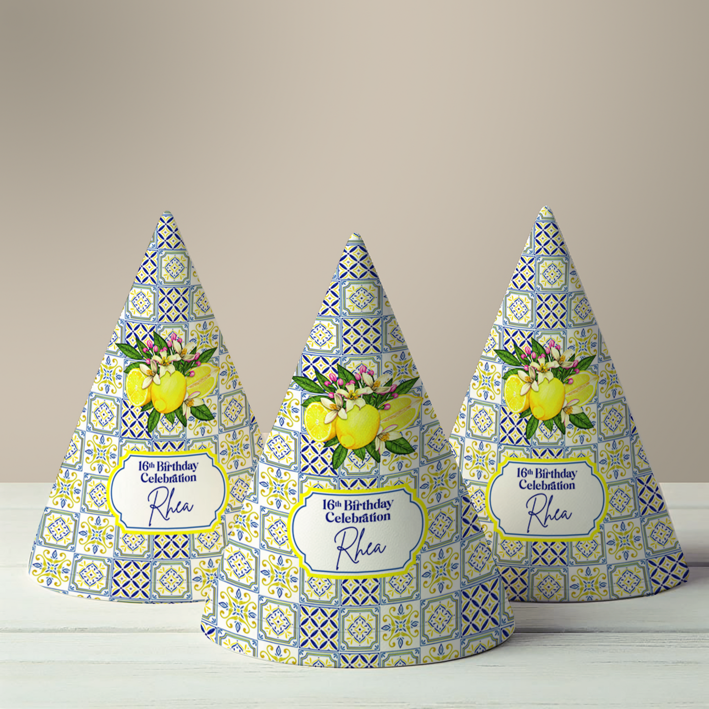 Positano Lemon Party Hat (Set of 10)