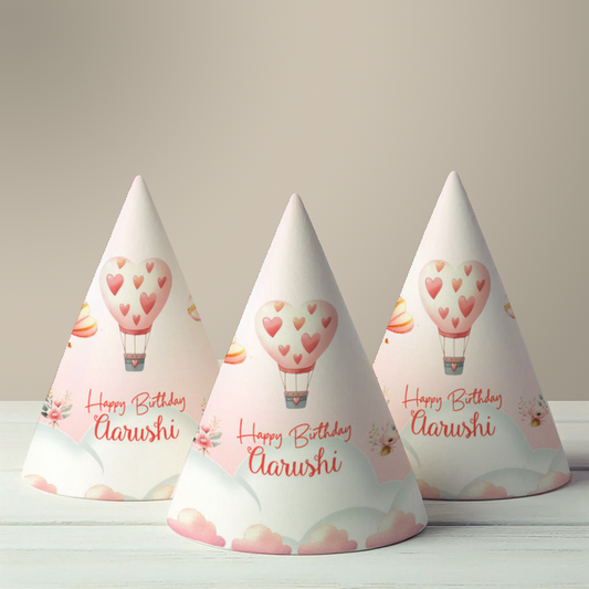 Hot Air Balloon Pink Party Hat (Set of 10)