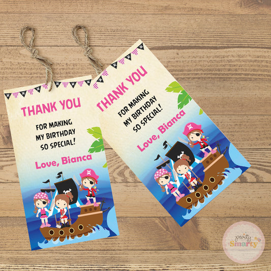 Pirate Girl Thank You Tags - Set of 22