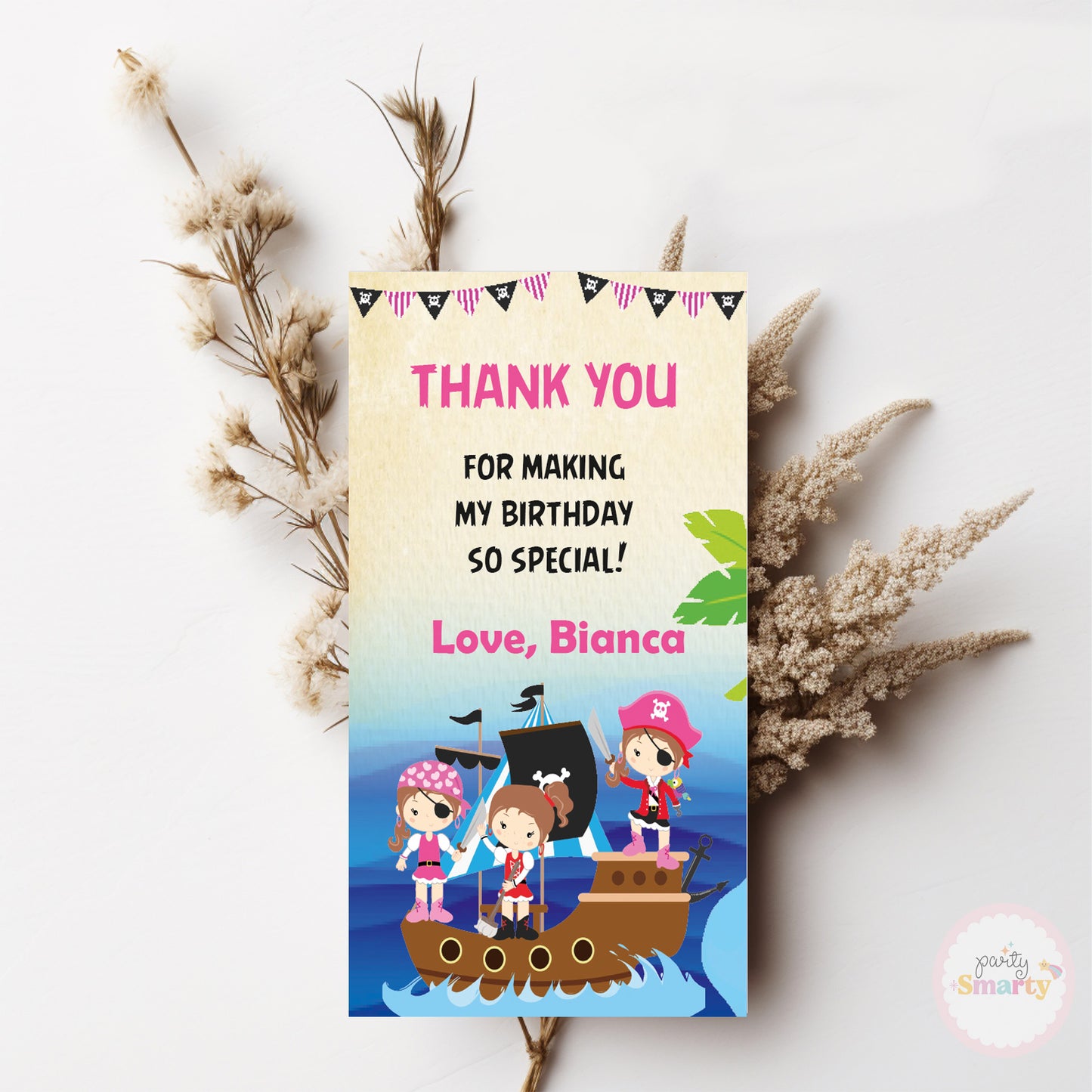 Pirate Girl Thank You Tags - Set of 22
