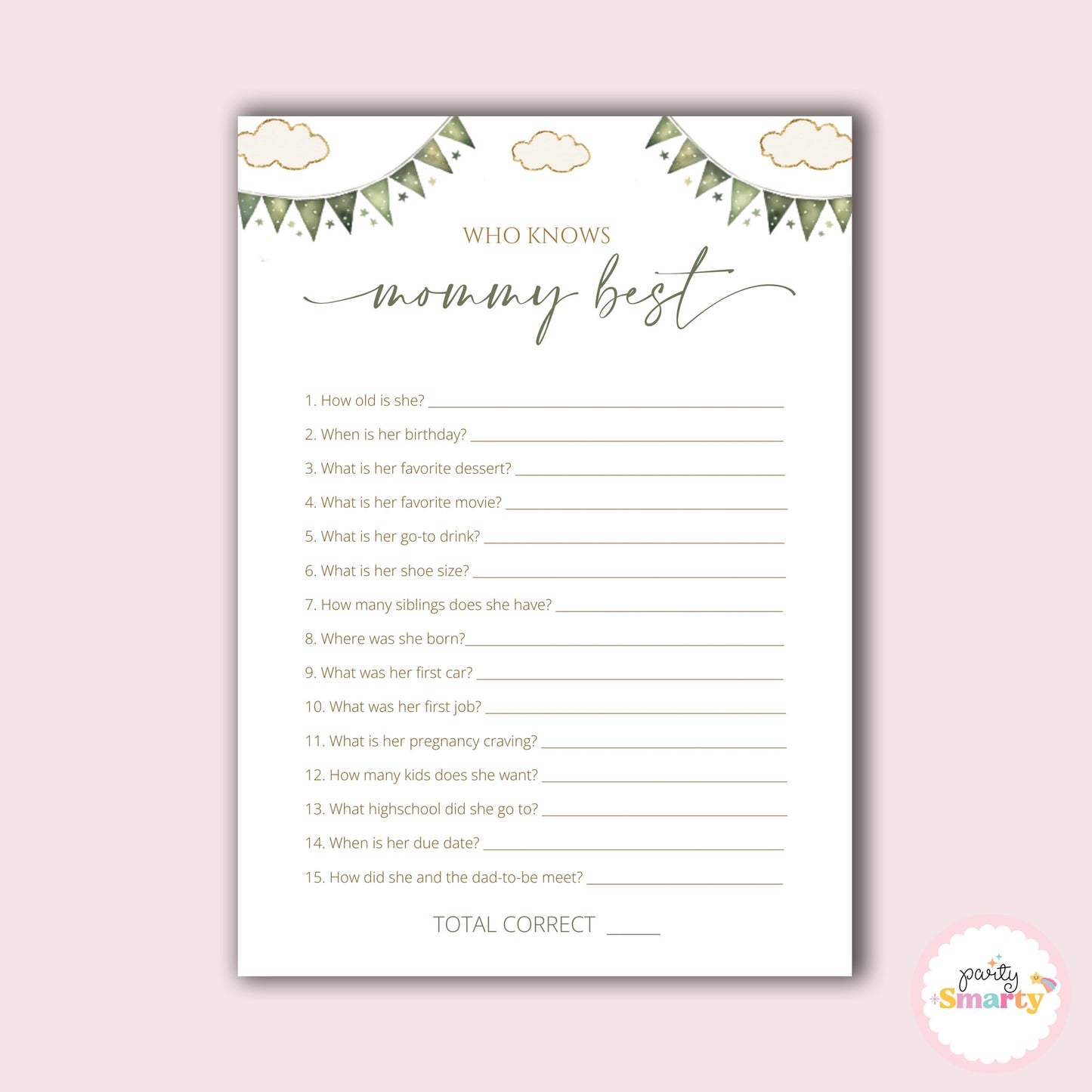 Green Teddy - Who knows mommy best game - Set of 10