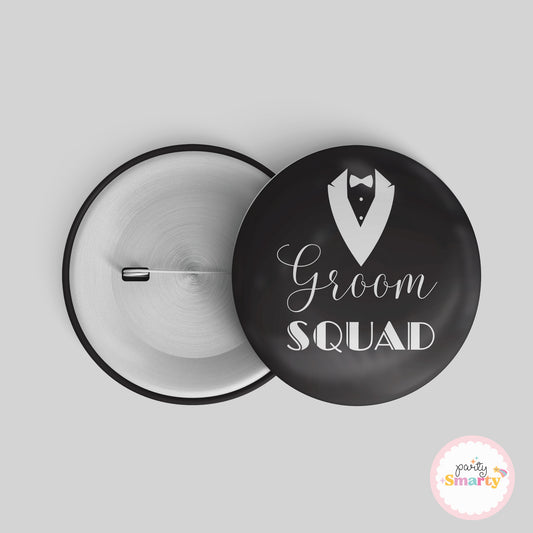 Groom squad black Button Badge
