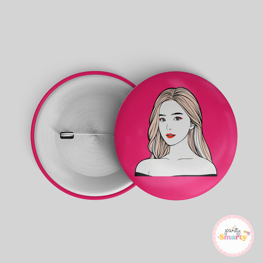 Pink K-Pop Button Badge
