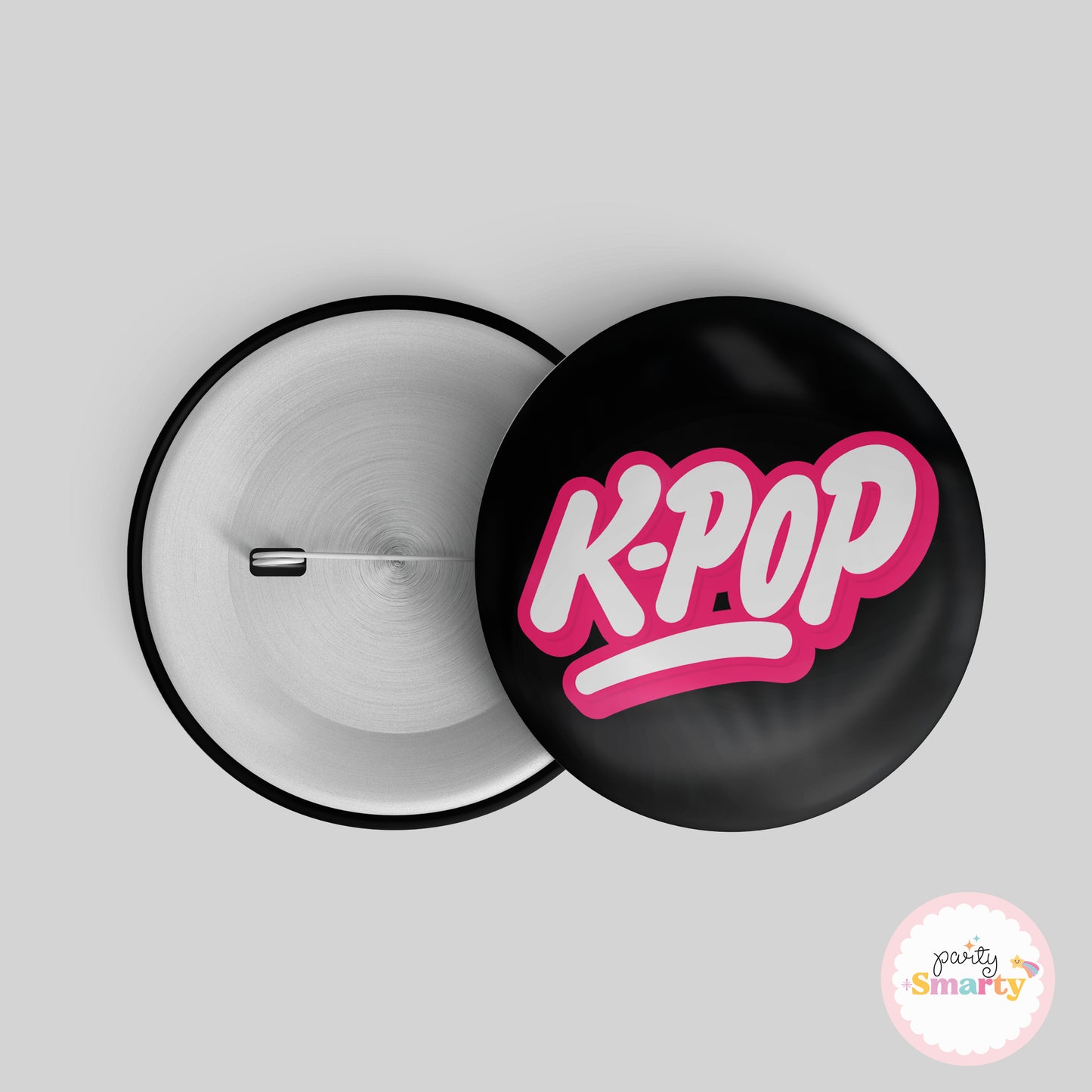 Black K-Pop Button Badge