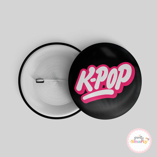Black K-Pop Button Badge