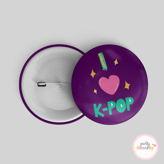 I Love K-Pop Button Badge