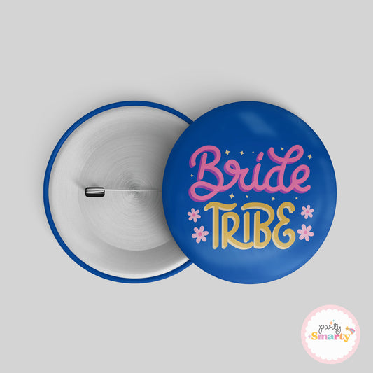 Bride Tribe Blue Button Badge