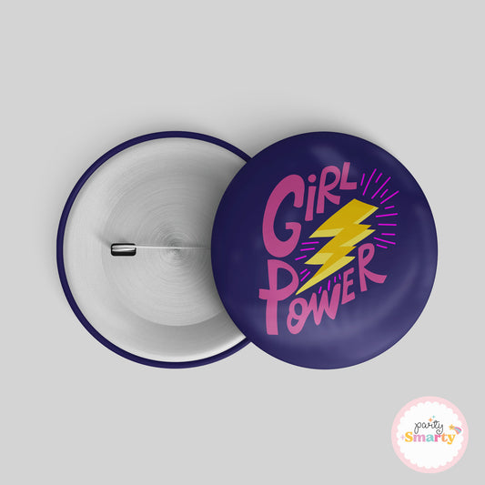 Girl Power Purple Button Badge