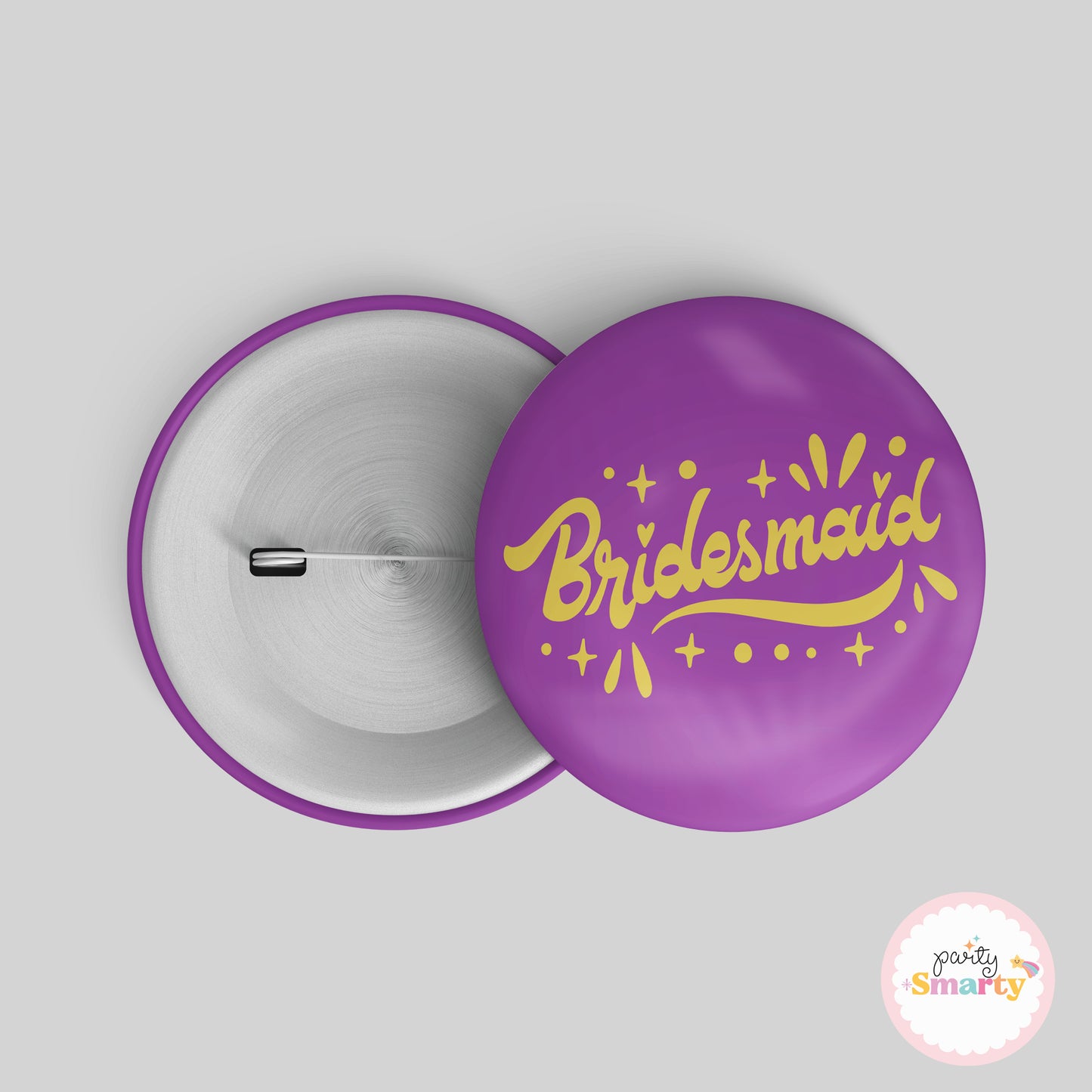 Bridesmaid Purple Button Badge